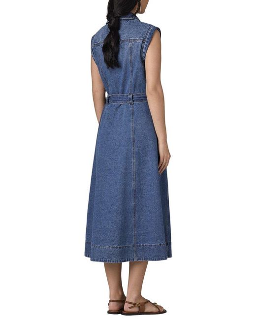 Wit & Wisdom Blue Sleeveless Button Down Maxi Dress