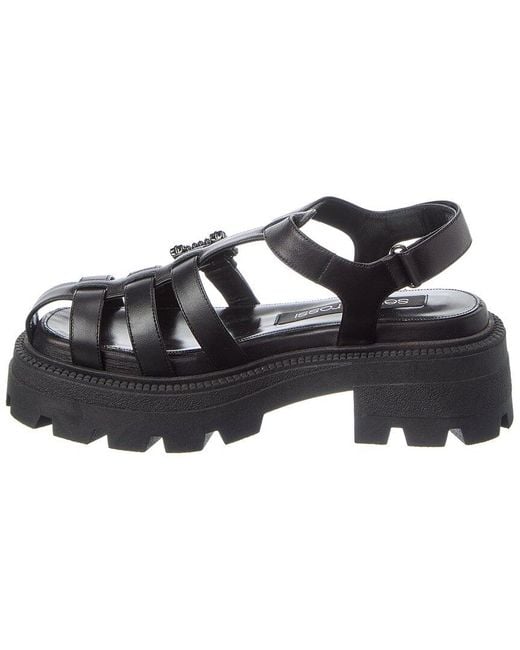 Sergio Rossi Black Twenty Buckle Leather Sandal