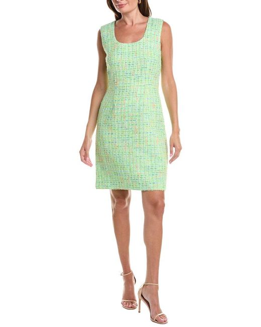 St. John Green Sleeveless Scoop Neck Dress