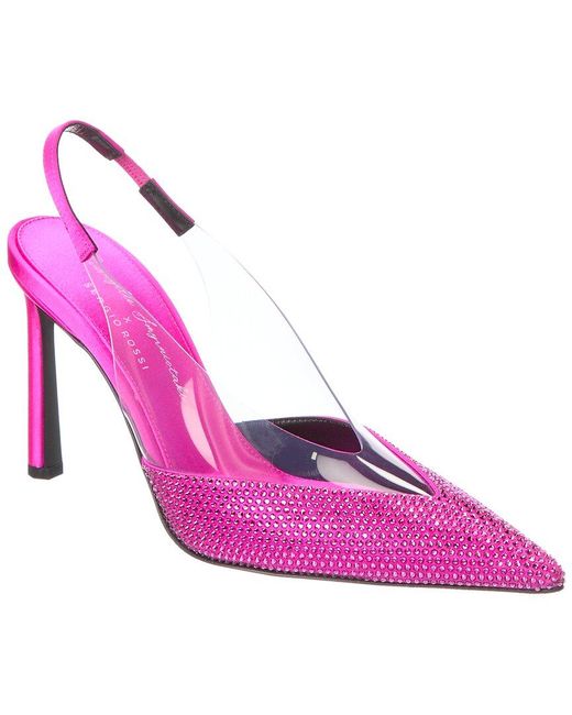 Sergio Rossi Pink X Evangelie Smyrniotaki Satin & Vinyl Slingback Pump