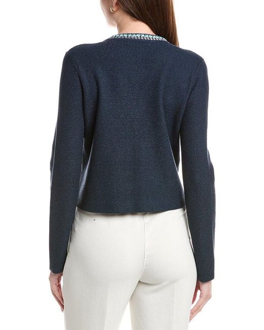 St. John Blue V-Neck Four Button Jacket