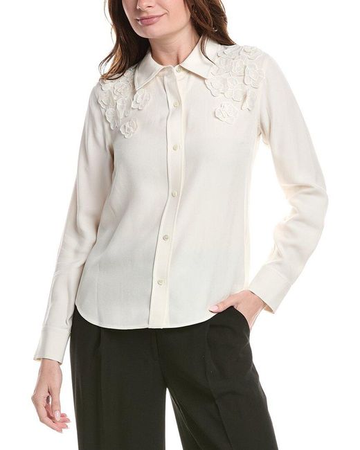 Rebecca Taylor White Mia Crepe Blouse