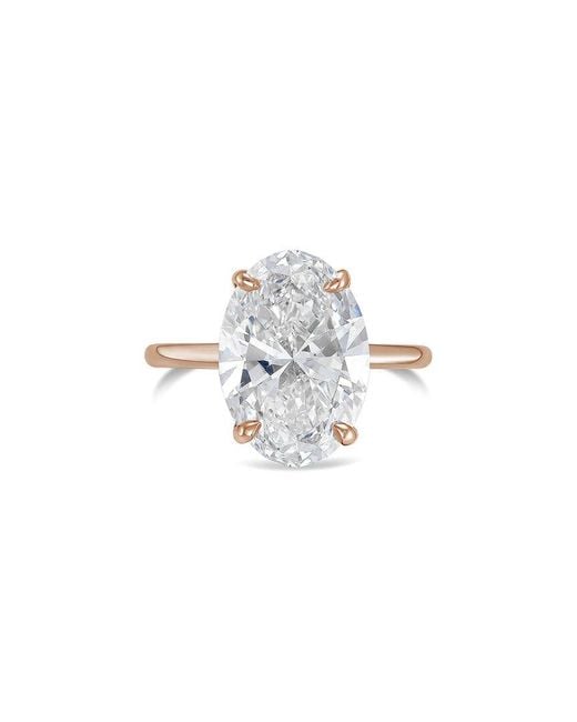 Diana M White Diana M. 14K Rose 4.00 Ct. Tw. Lab-Grown Diamond Solitaire Ring