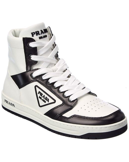 Prada White Logo Leather Sneaker