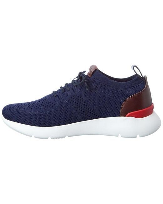 Isaia Blue Leather-Trim Sneaker for men