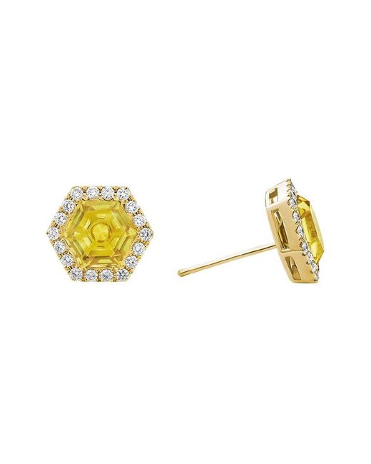 Diamond Select Cuts Metallic 14K Diamond .38 Ct. & 2.76 Ct. Citrine Earrings