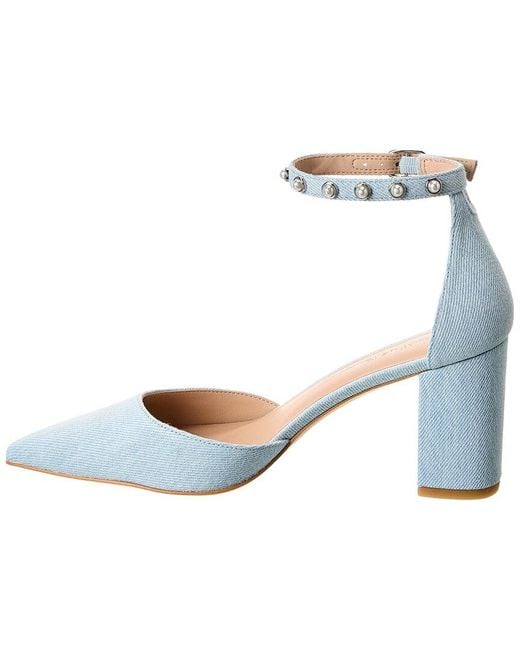 Stuart Weitzman Blue Pearl Strap Block 75 Denim Pump