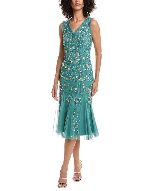 Adrianna Papell Green Mermaid Midi Dress