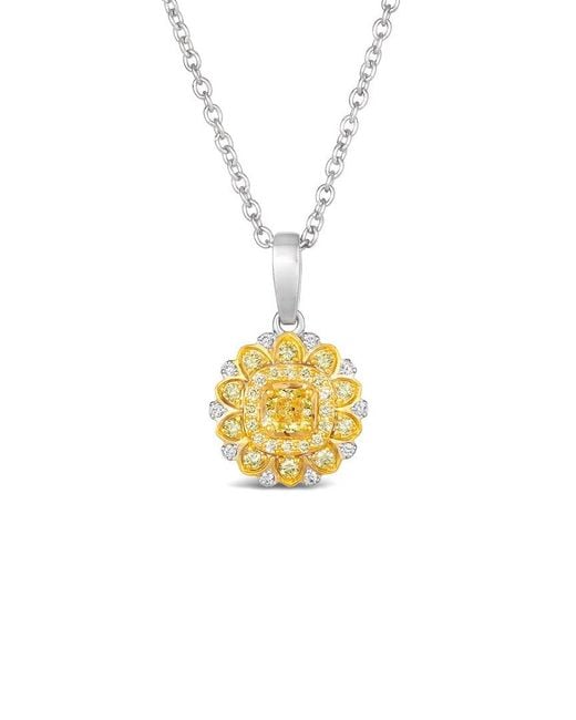 Le Vian Metallic Le Vian Platinum & 14K 0.44 Ct. Tw. Diamond & Diamond Drop Pendant Necklace