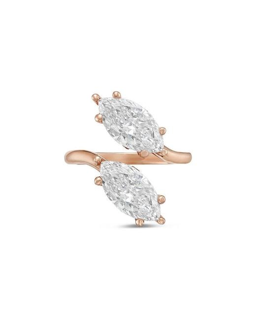 Diana M White Diana M. 18K Rose 8.00 Ct. Tw. Lab-Grown Diamond Two-Stone Ring