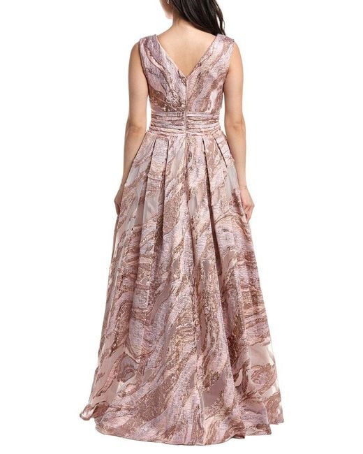 Tadashi Shoji Pink Fontaine Gilded Ball Gown