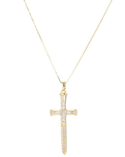 Eye Candy LA Metallic The Luxe Collection Silver Cz Amari Cross Necklace