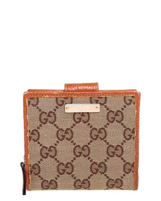 Gucci Brown Canvas French Compact Wallet (Authentic Pre-Owned)
