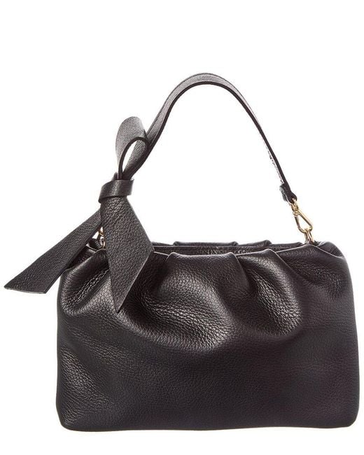 Persaman New York Black Lilie Bow Leather Shoulder Bag