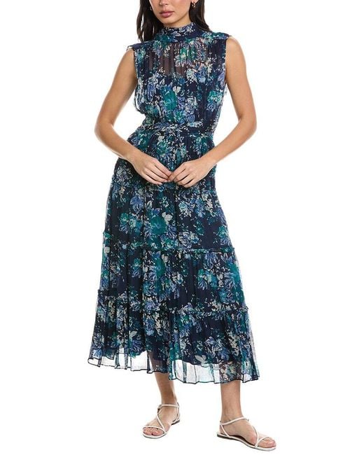 10 Crosby Derek Lam Blue Junia Floral Tapestry Print Maxi Dress