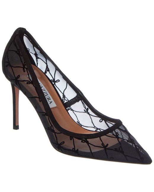 Aquazzura Metallic Nude 85 Mesh & Suede Pump