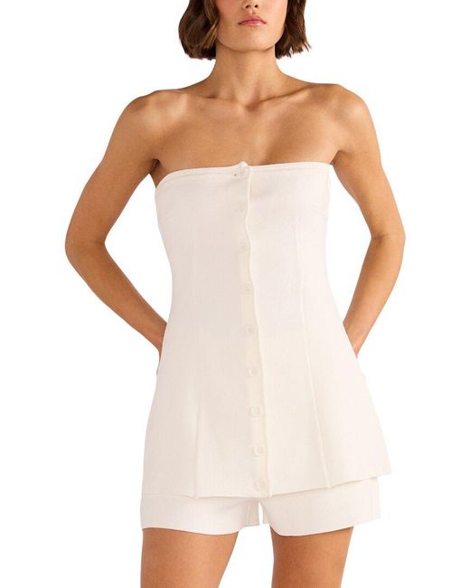 MINKPINK White Elora Knit Bustier Top