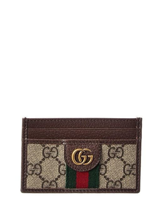 Gucci Brown Ophidia Gg Supreme Canvas & Leather Card Case for men