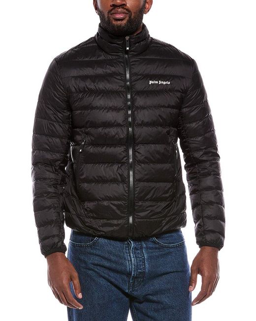 Palm Angels Black Down Quilted Jacket for men