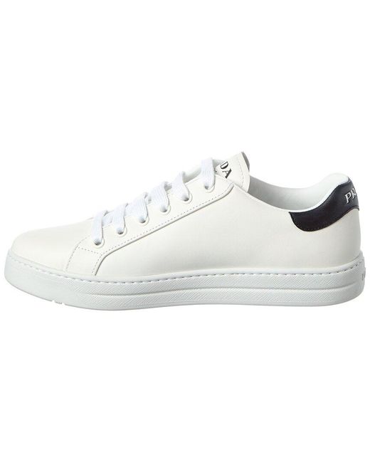Prada White Logo Leather Sneaker