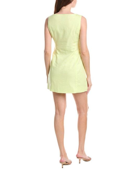 GUIZIO Yellow Elada Linen-Blend Mini Dress