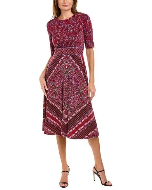 London Times Elbowsleeve Midi Dress in Red Lyst