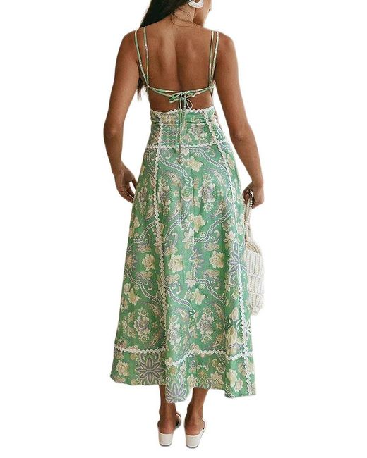 AMINA GLAM Green Maxi Dress