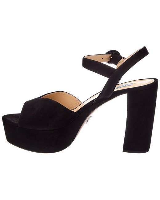 Prada Black 105 Platform Suede Sandal