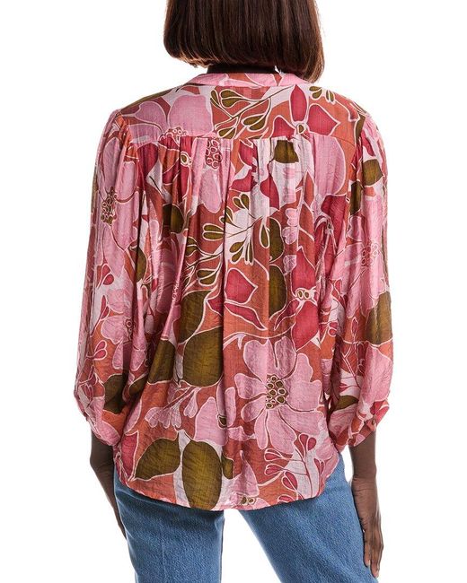 LUXE ALWAYS Red Long Sleeve Blouse