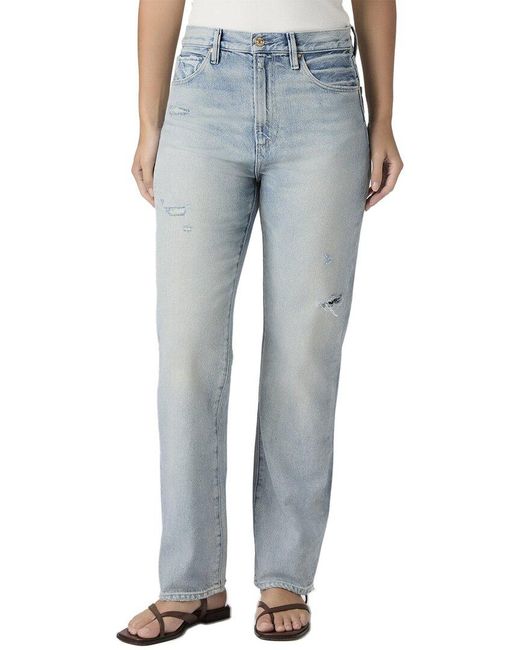 PAIGE Blue Sawyer Seamed Beltloops Mic Drop Destructed Jean