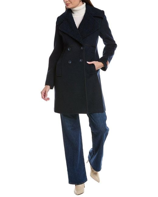 Scotch & Soda Blue Runa Double-Breasted Mid-Length Coat