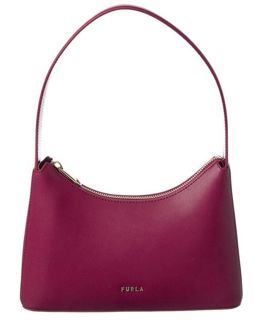Furla Purple Elara Leather Shoulder Bag