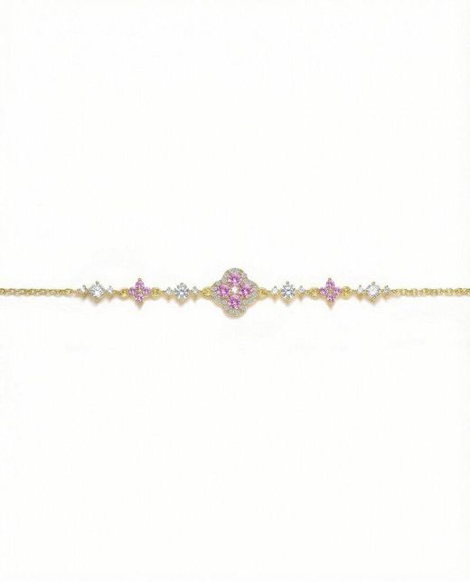 Genevive Jewelry Metallic Rachel Glauber 14K Plated Cz Floral Design Bracelet