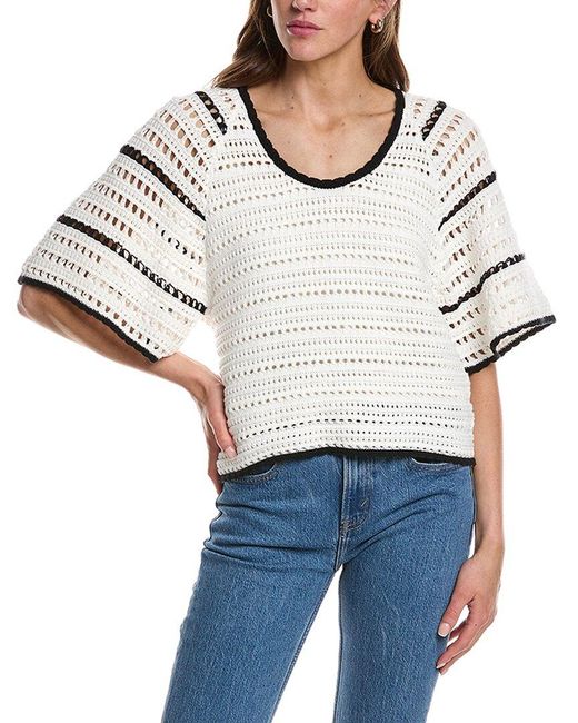Design History White Relaxed V-Neck Sweater