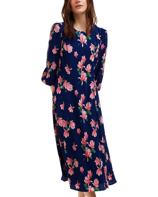 Draper James Blue Matilda Crewneck Midi Dress