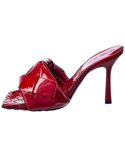 Bottega Veneta Red The Lido Intrecciato Patent Sandal