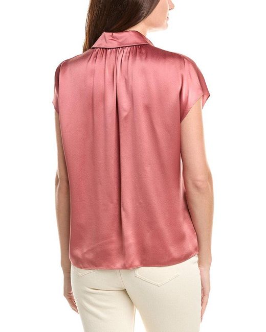 Vince Red Cap Sleeve Silk Top