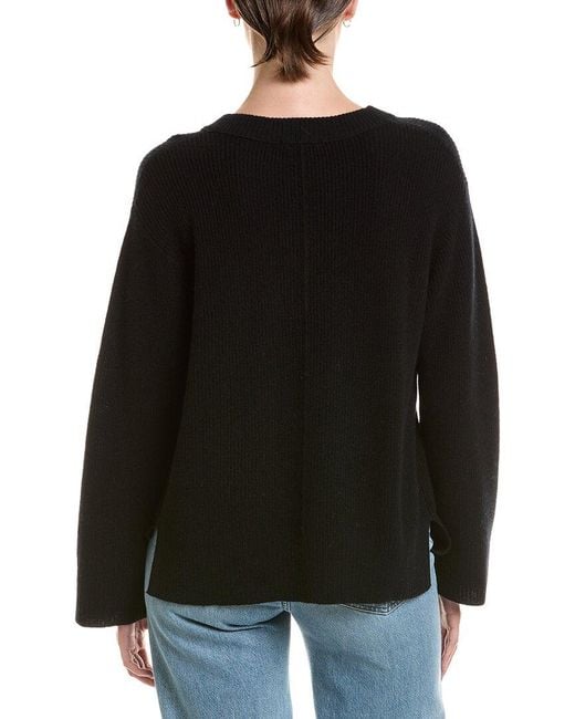 Forte Black Rib Easy Crewneck Cashmere Sweater