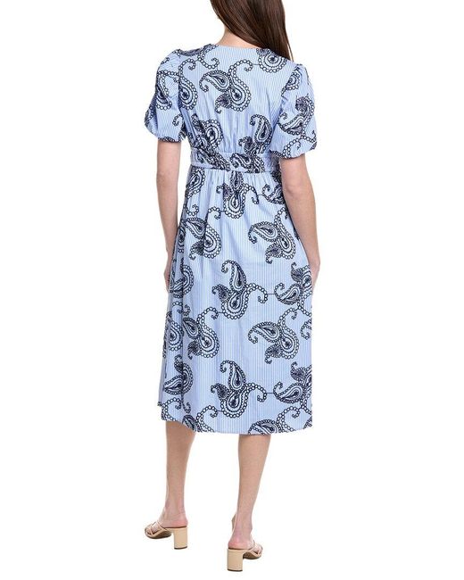 Nanette Lepore Blue Short Sleeve Midi Dress