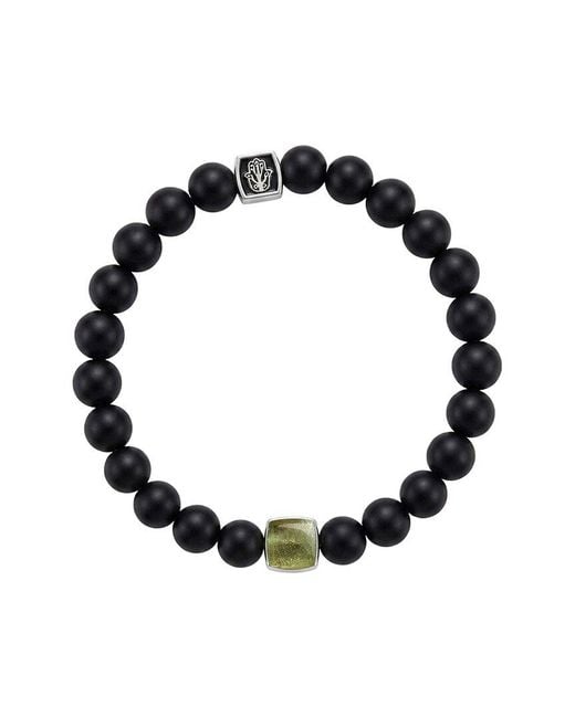Karma and Luck Black Birthstone Plated Gemstone Stretch Bracelet