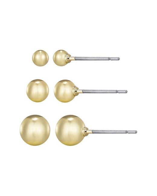 Adornia Metallic 14K Plated Set Of 3 Ball Stud Earrings