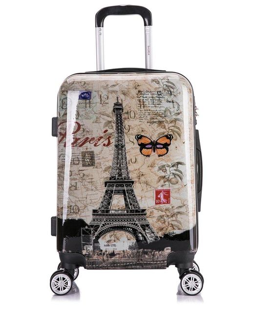 InUSA White Paris Prints Lightweight Hardside Spinner 20 Inch