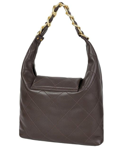 Tiffany & Fred Paris Brown Quilted Leather Hobo Bag