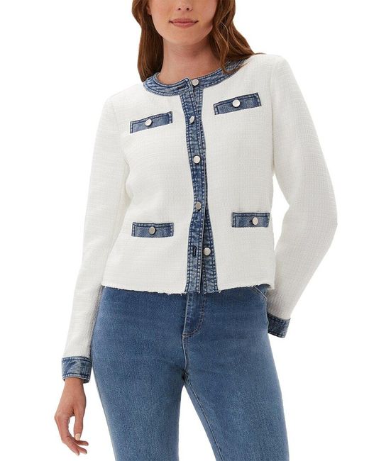 Ecru Blue Tweed Jacket