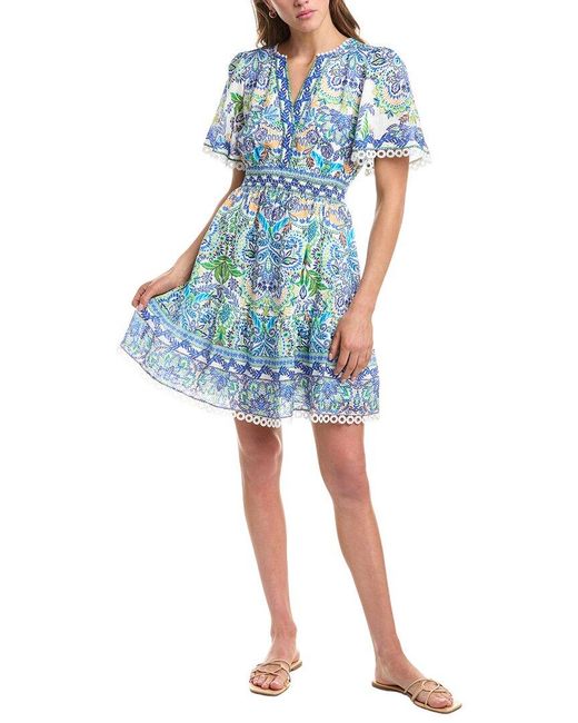 Hale Bob Blue Katelyn Linen Mini Dress