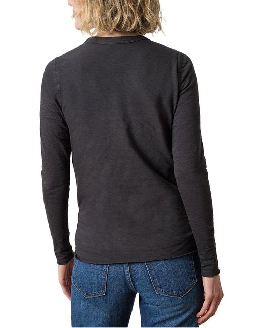 Lilla P Black Slim Fit Long Sleeve Bias Crewneck Shirt