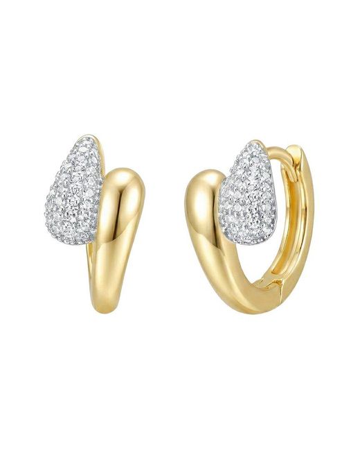 Genevive Jewelry Metallic Rachel Glauber 14K Plated Cz Hoop Earrings