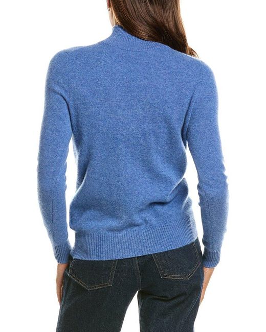 InCashmere Blue Basic Mock Neck 100% Cashmere Sweater