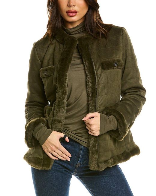 Anne Klein Quilted Jacket in Green Lyst