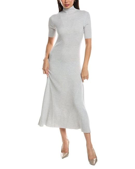 Boss White Boss Farie Mock Neck Wool Sweaterdress
